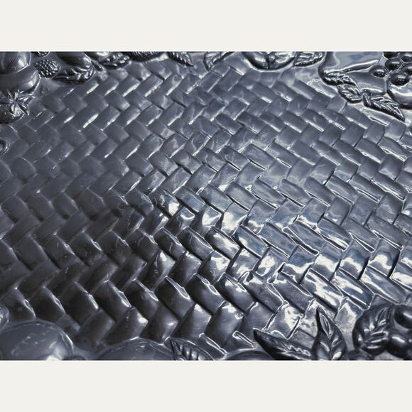 Large Vintage Lenox Fruit Weave Grapes Pewter Serving Tray With Handles 22 x 15 - Picture 5 of 9